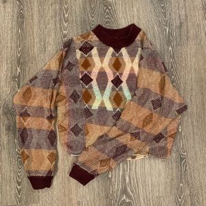 Free People Patterned Cropped Sweater